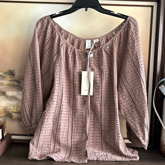 JOIE Cotton Boho Bohemian Peasant Eyelet Top Blouse - Picture 3 of 11